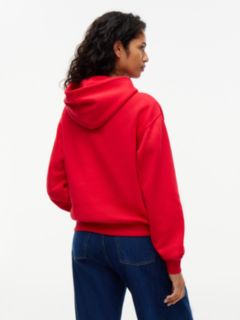 Tommy Badge Relaxed Drawstring Hoody — Red 4