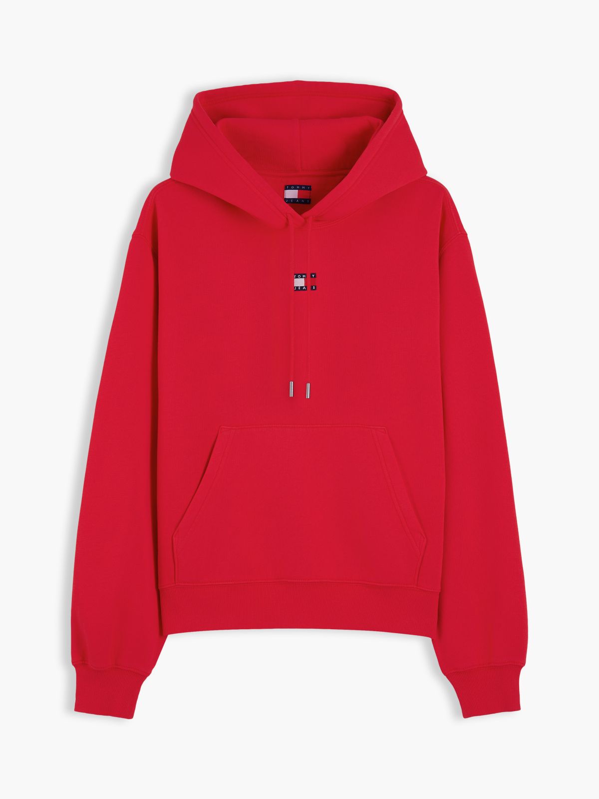 Tommy Badge Relaxed Drawstring Hoody — Red
