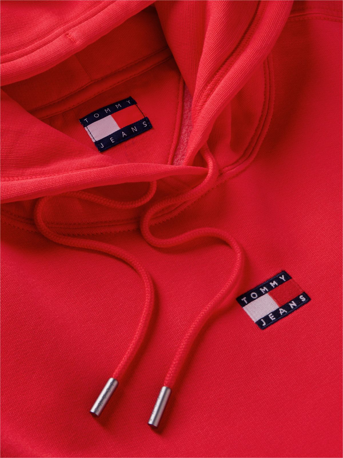 Tommy Badge Relaxed Drawstring Hoody — Red