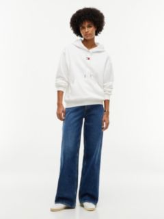 Tommy Badge Relaxed Drawstring Hoody — White 2