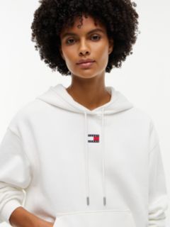 Tommy Badge Relaxed Drawstring Hoody — White 3