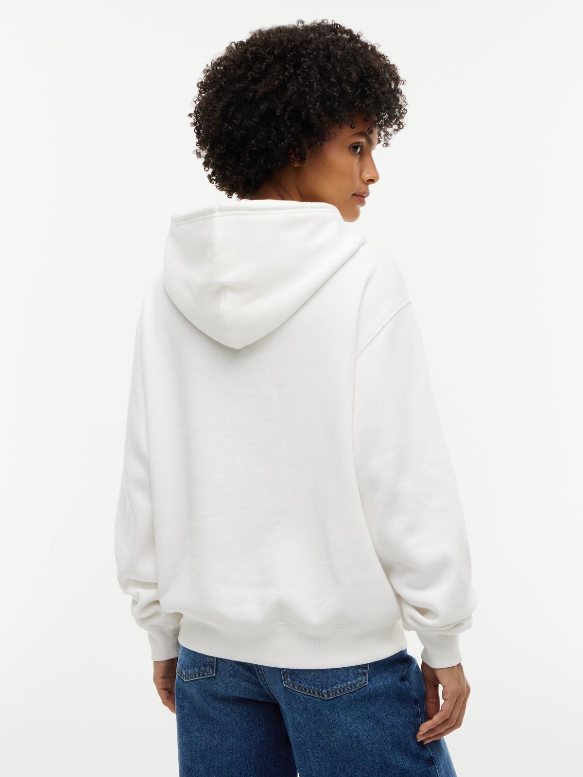Tommy Badge Relaxed Drawstring Hoody — White