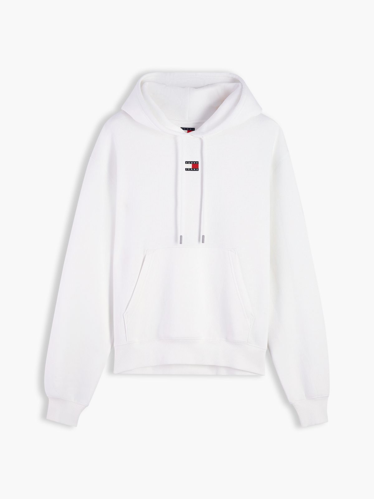 Tommy Badge Relaxed Drawstring Hoody — White