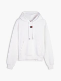 Tommy Badge Relaxed Drawstring Hoody — White 5