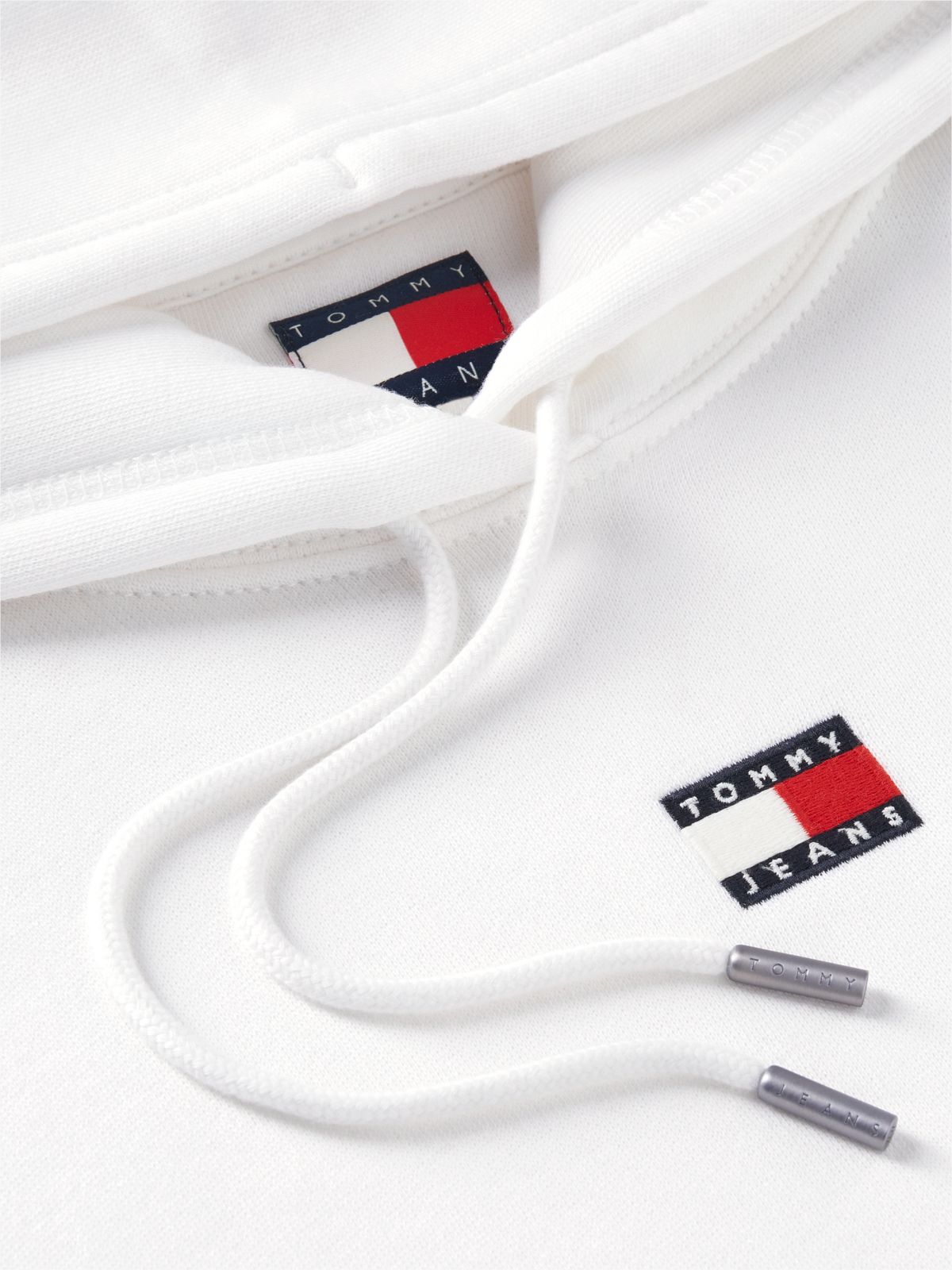 Tommy Badge Relaxed Drawstring Hoody — White