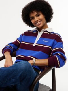 Logo Embroidery Terry Relaxed Rugby Shirt — Blue 3