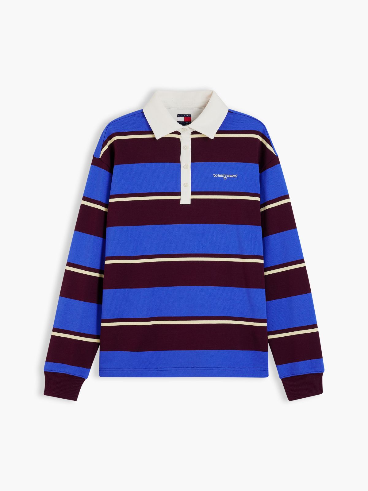 Logo Embroidery Terry Relaxed Rugby Shirt — Blue
