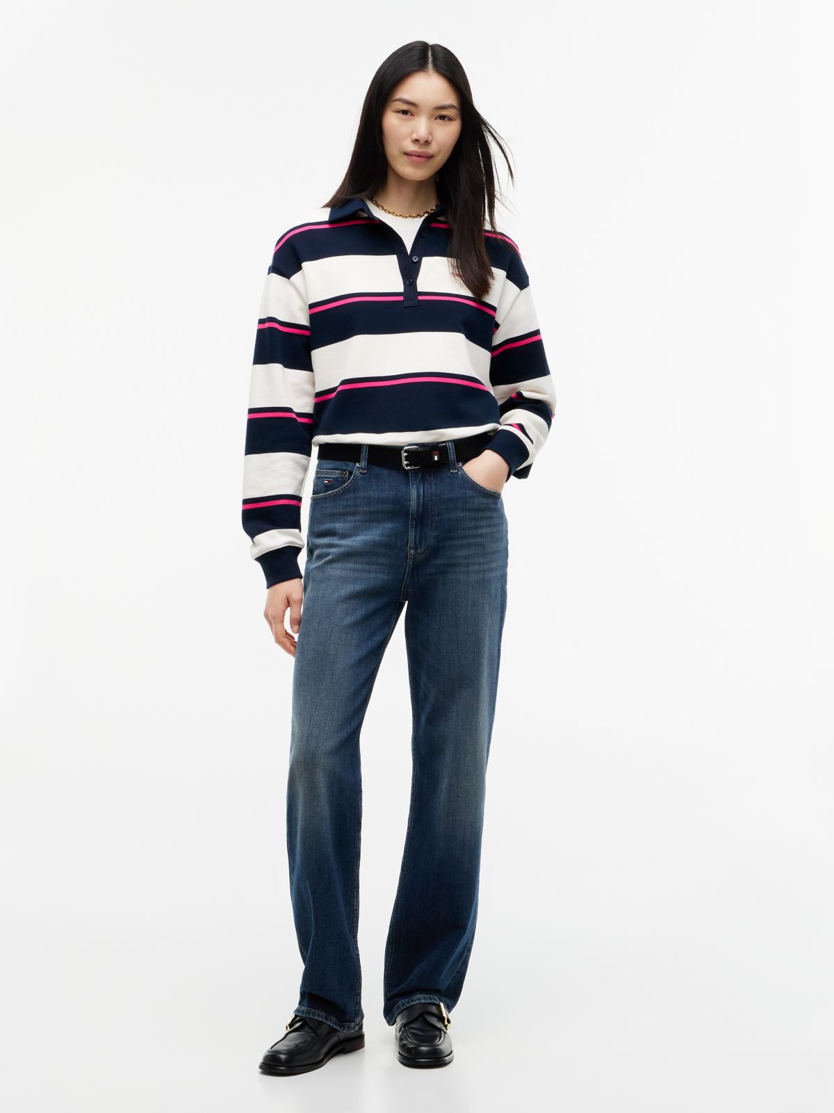 Logo Embroidery Terry Relaxed Rugby Shirt — White