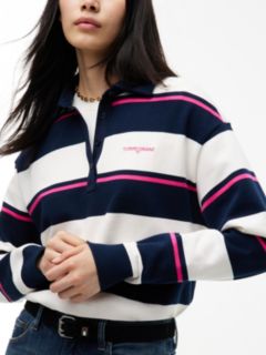 Logo Embroidery Terry Relaxed Rugby Shirt — White 3