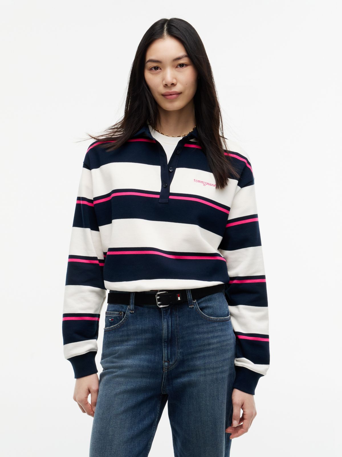Logo Embroidery Terry Relaxed Rugby Shirt — White