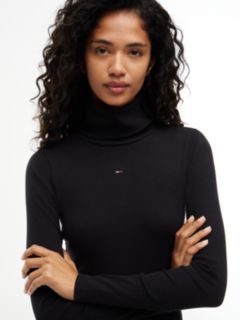 Turtleneck Ribbed Midi Bodycon Dress — Black 2