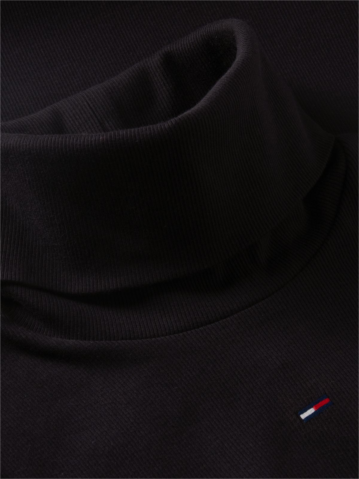 Turtleneck Ribbed Midi Bodycon Dress — Black
