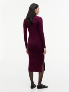 Turtleneck Ribbed Midi Bodycon Dress — Purple 4