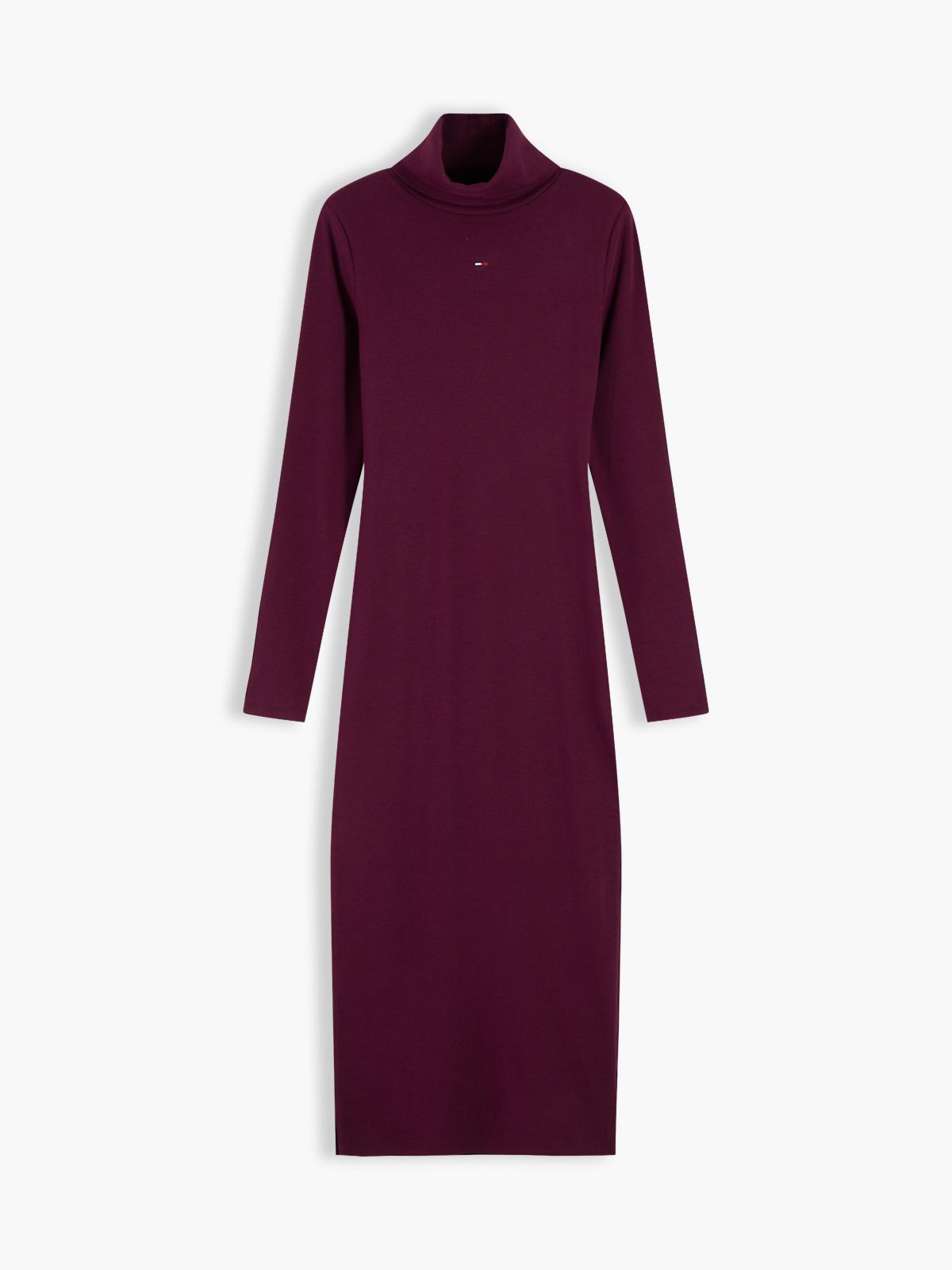 Turtleneck Ribbed Midi Bodycon Dress — Purple