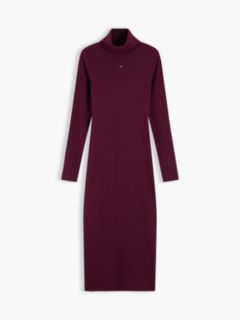Turtleneck Ribbed Midi Bodycon Dress — Purple 5