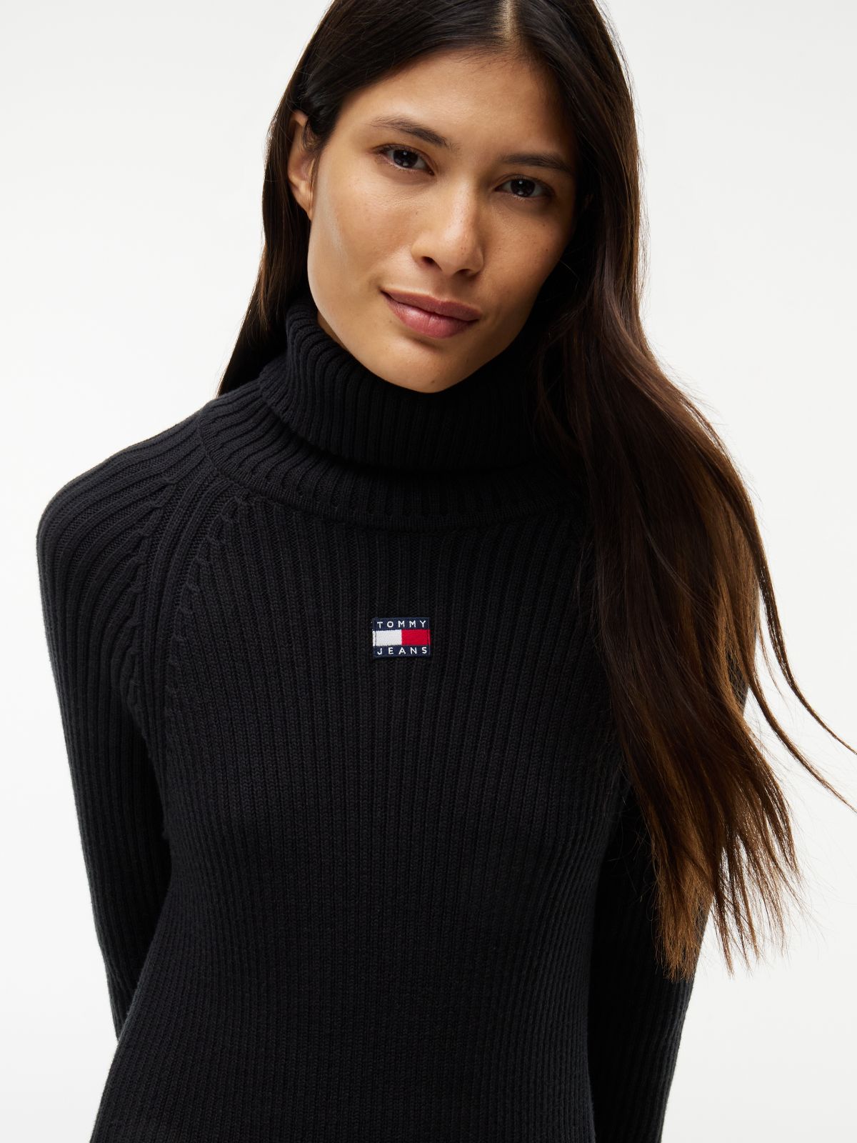 Tommy Badge Oversized Midi Jumper Dress — Black