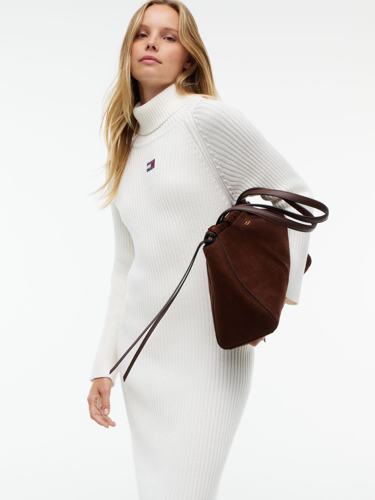 Tommy Badge Oversized Midi Jumper Dress — White