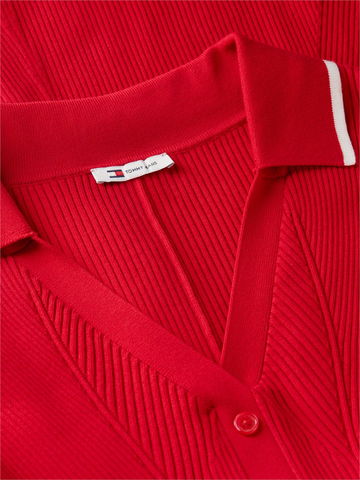 Slim Long Sleeve Mini Polo Dress — Red