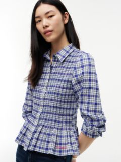 Slim Fit Smock Seersucker Shirt — Blue 3