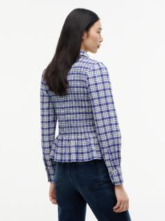 Slim Fit Smock Seersucker Shirt — Blue 4