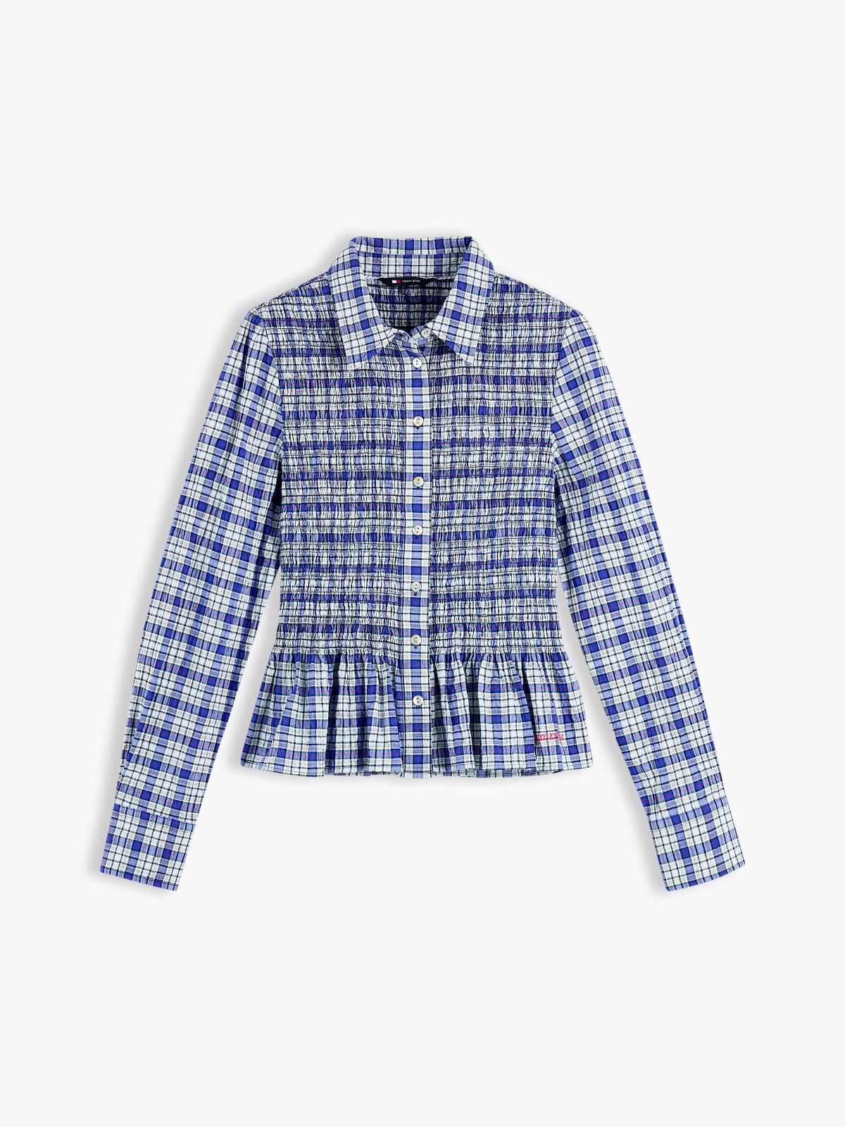 Slim Fit Smock Seersucker Shirt — Blue