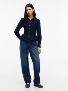 Slim Fit Smock Seersucker Shirt — Blue 2