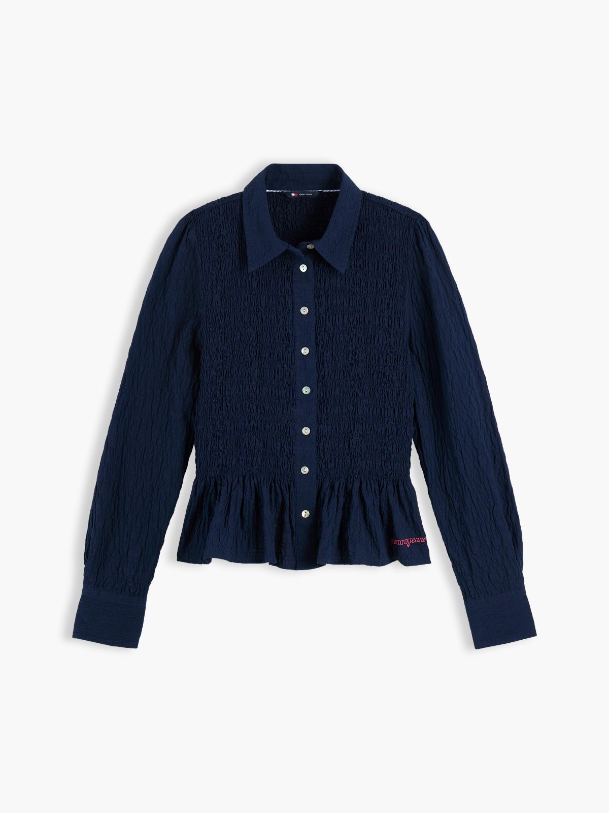 Slim Fit Smock Seersucker Shirt — Blue
