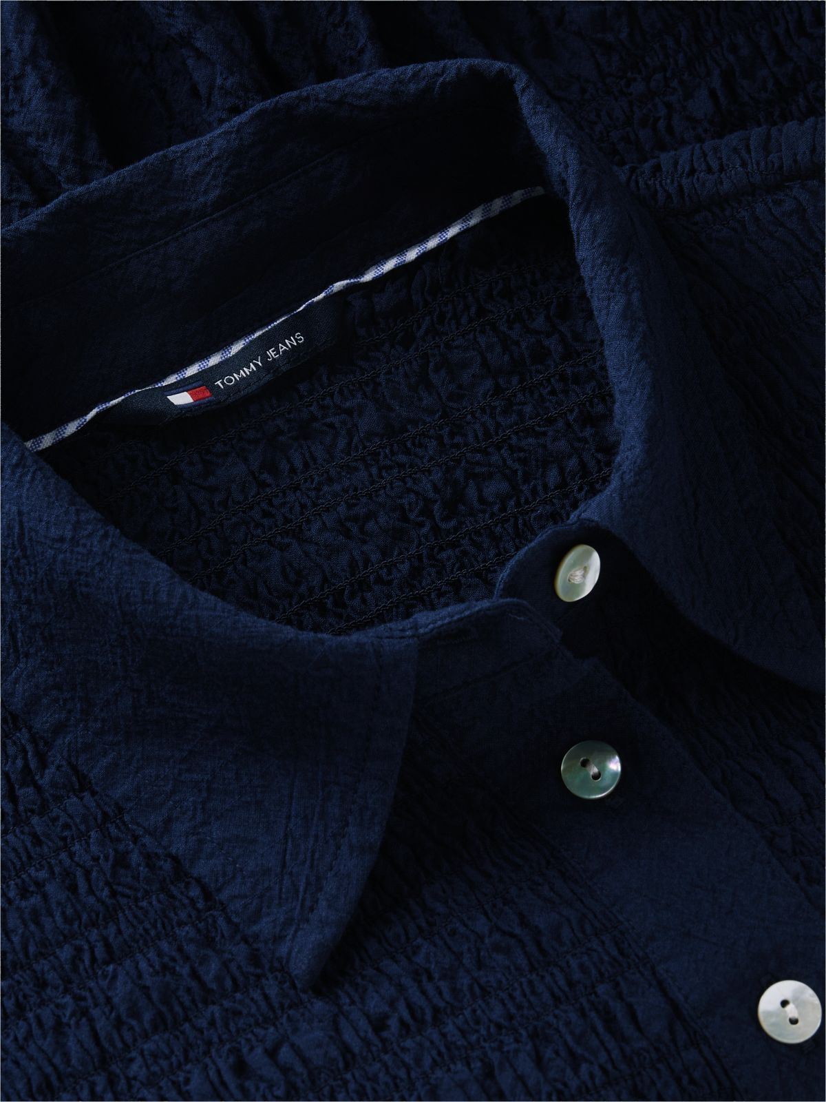 Slim Fit Smock Seersucker Shirt — Blue