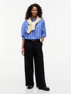 Oversized Fit Cropped Gathered Poplin Shirt — Blue 2