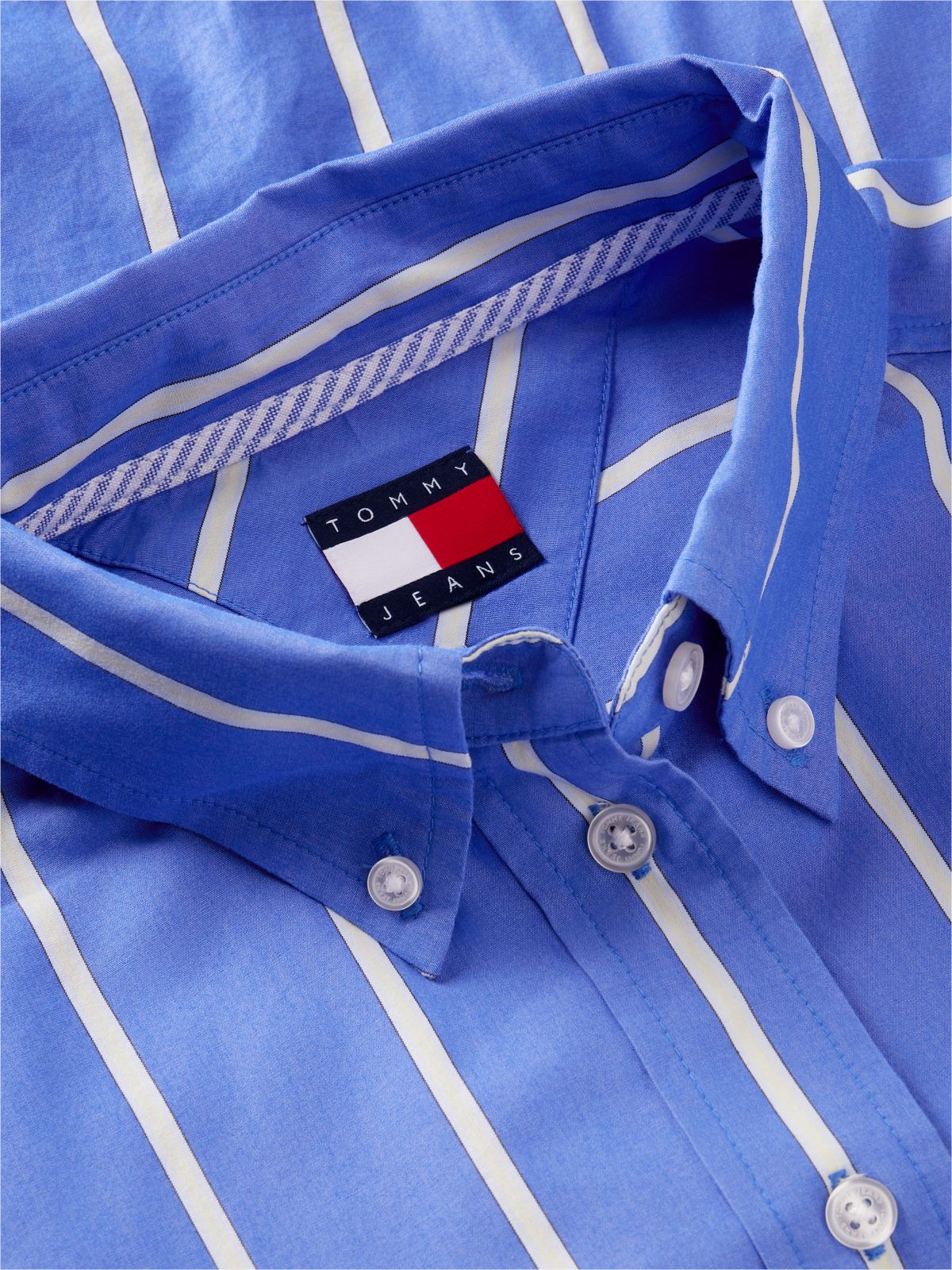 Oversized Fit Cropped Gathered Poplin Shirt — Blue