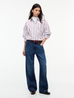Oversized Fit Yarn Dyed Poplin Shirt — Blue 2