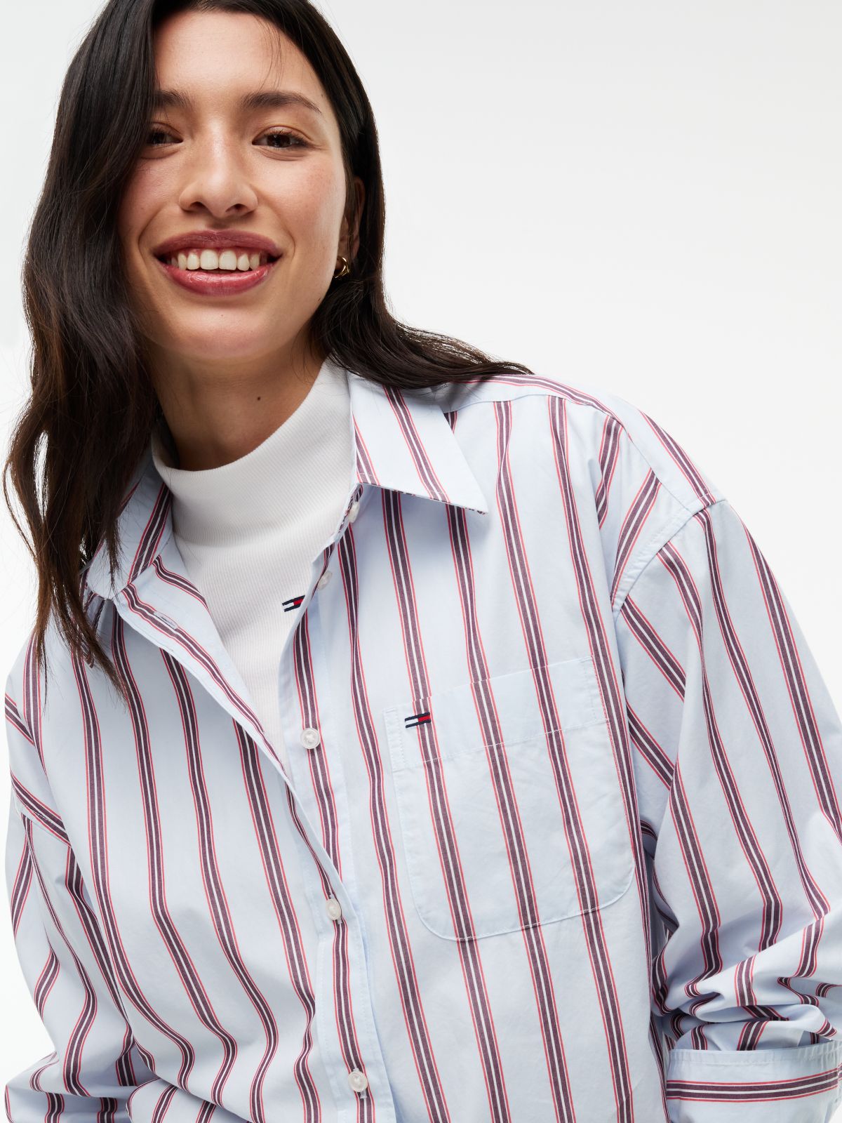 Oversized Fit Yarn Dyed Poplin Shirt — Blue