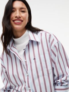 Oversized Fit Yarn Dyed Poplin Shirt — Blue 3