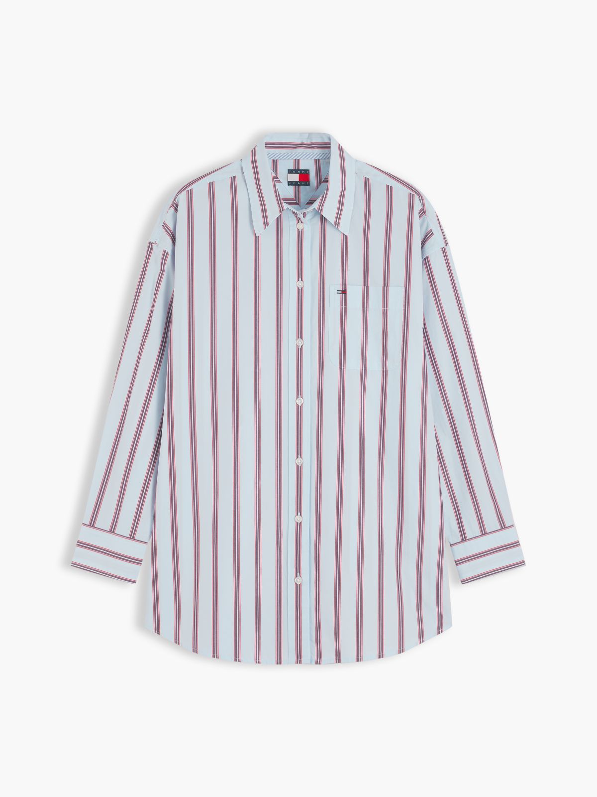 Oversized Fit Yarn Dyed Poplin Shirt — Blue