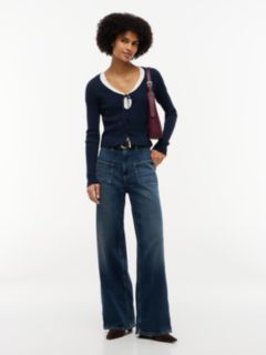 Extra Slim Logo Tie Neck Cardigan — Blue 2