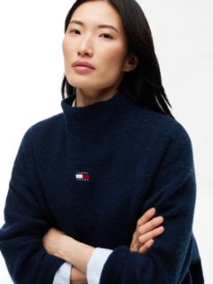 Tommy Badge Mock Neck Jumper With Alpaca — Blue 3