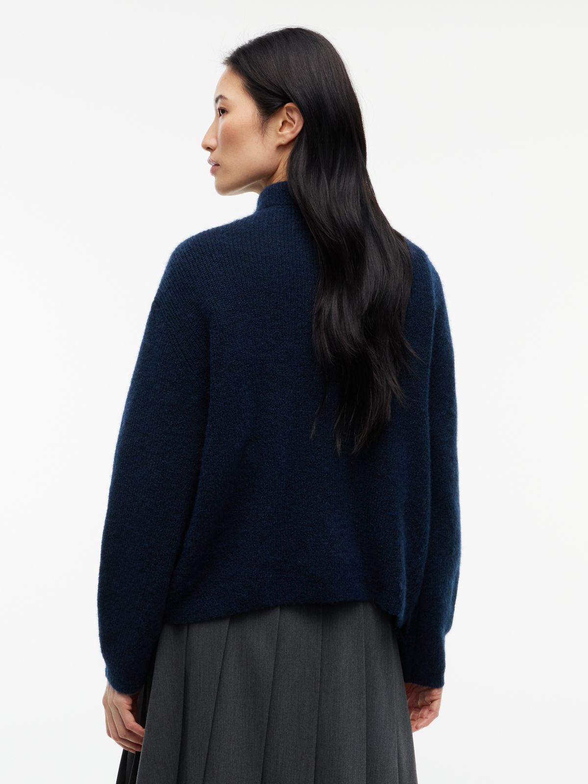 Tommy Badge Mock Neck Jumper With Alpaca — Blue