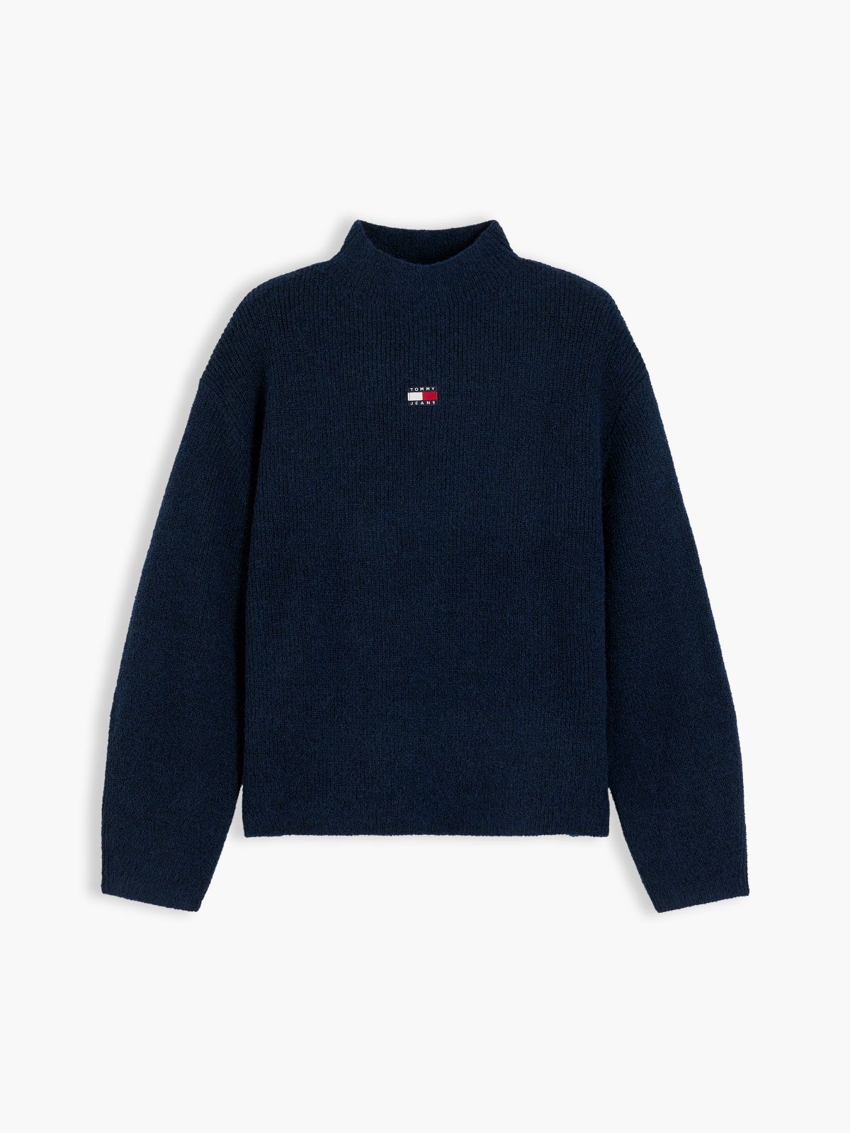 Tommy Badge Mock Neck Jumper With Alpaca — Blue