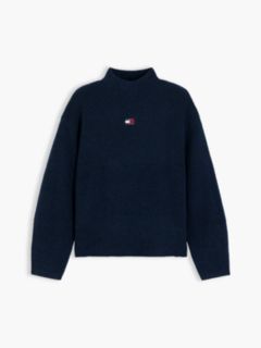 Tommy Badge Mock Neck Jumper With Alpaca — Blue 5
