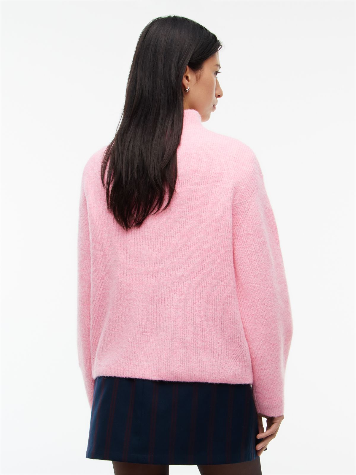 Tommy Badge Mock Neck Jumper With Alpaca — Pink