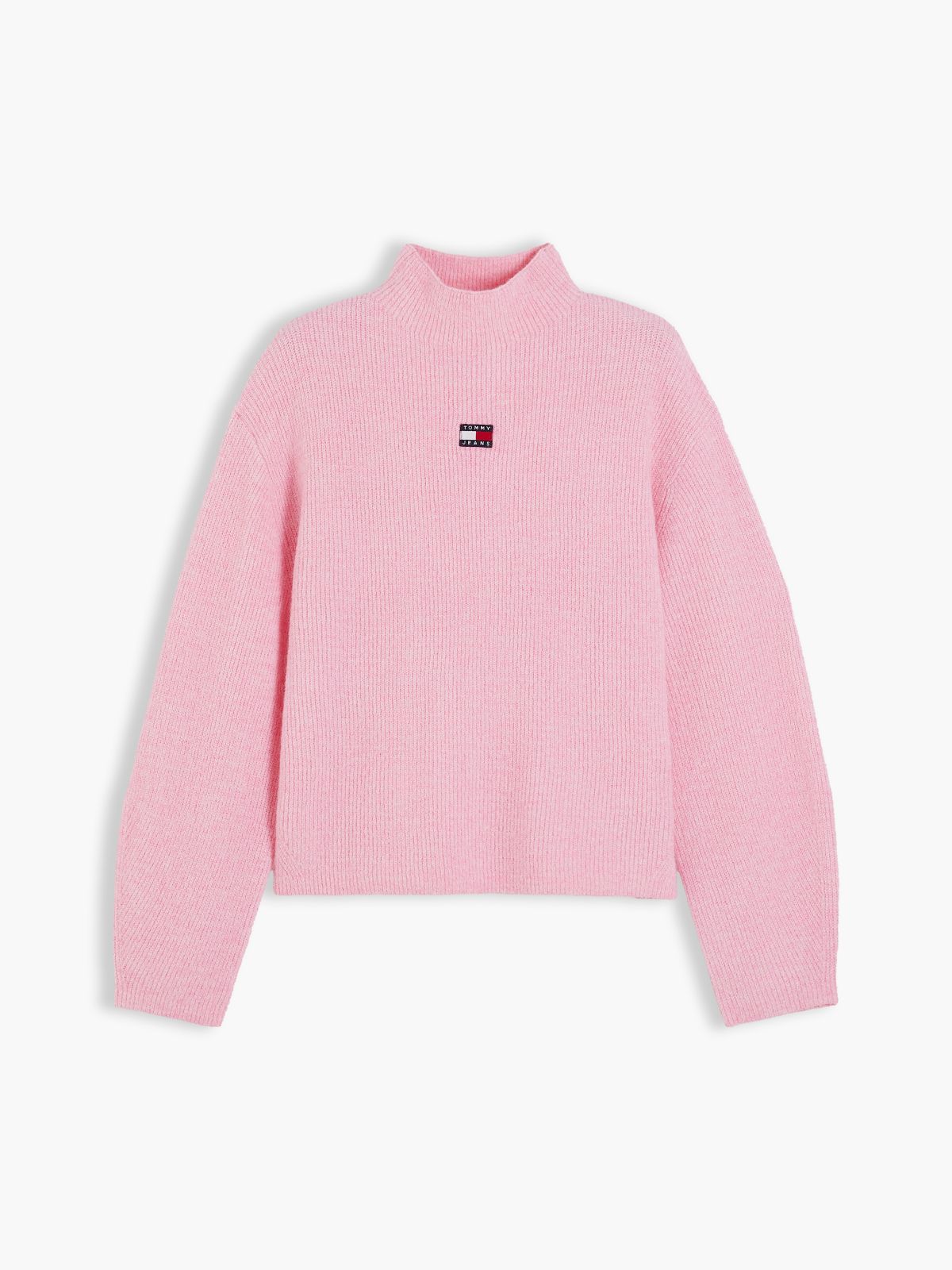 Tommy Badge Mock Neck Jumper With Alpaca — Pink