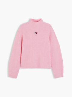 Tommy Badge Mock Neck Jumper With Alpaca — Pink 5