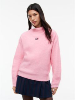 Tommy Badge Mock Neck Jumper With Alpaca — Pink 1