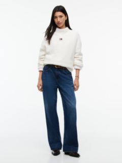 Tommy Badge Mock Neck Jumper With Alpaca — White 2
