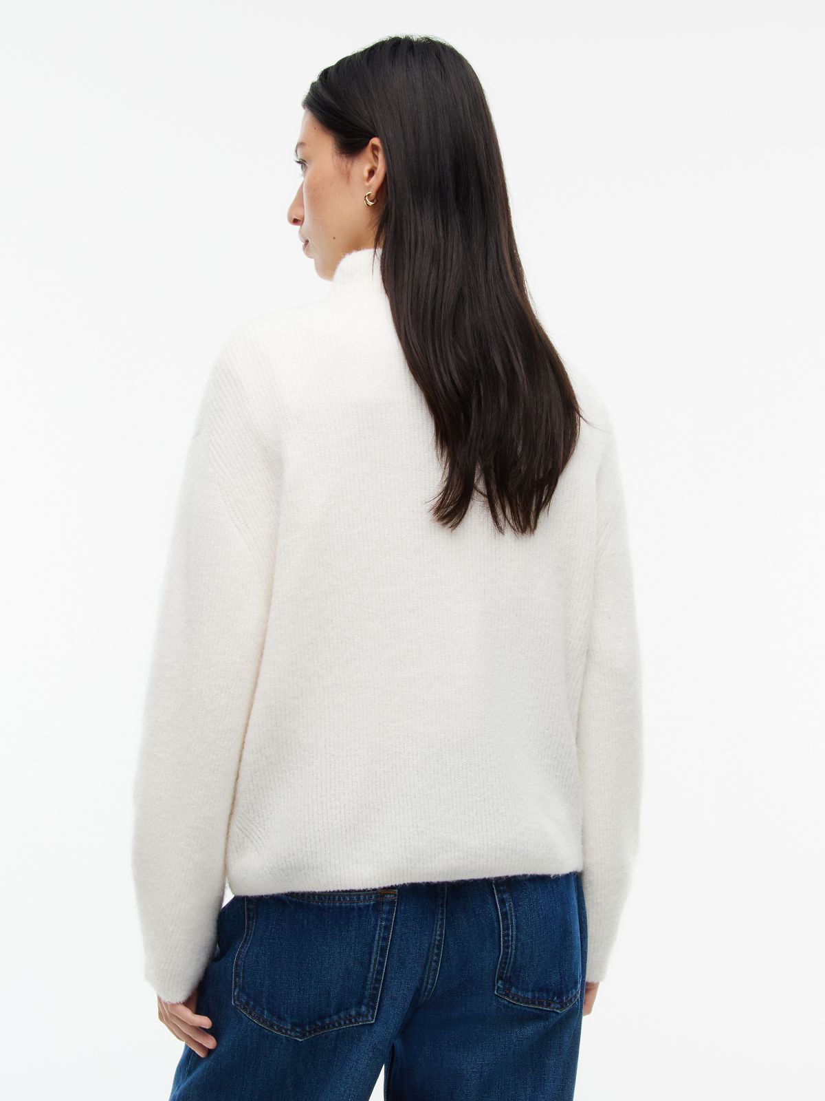 Tommy Badge Mock Neck Jumper With Alpaca — White