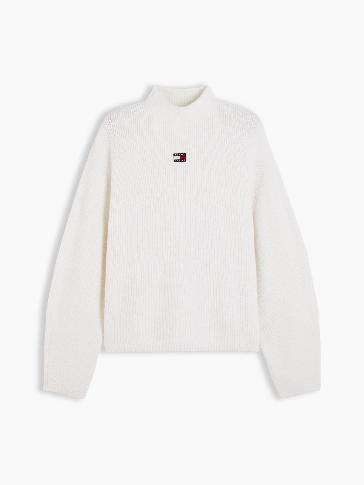 Tommy Badge Mock Neck Jumper With Alpaca — White