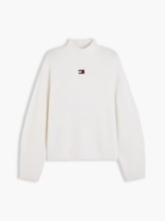Tommy Badge Mock Neck Jumper With Alpaca — White 5