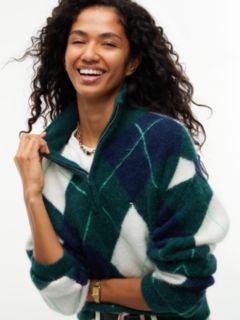 Alpaca Blend Fluffy Cropped Quarter-Zip Jumper — Green 3