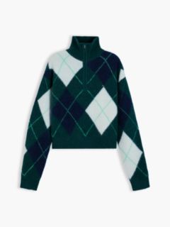 Alpaca Blend Fluffy Cropped Quarter-Zip Jumper — Green 5