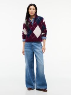 Alpaca Blend Fluffy Cropped Quarter-Zip Jumper — Purple 2